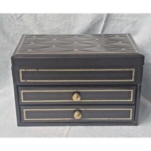 VTG Swank Jewelry Box‎ Designer Philippe Sweden Gray Interior 2 Removeable Trays